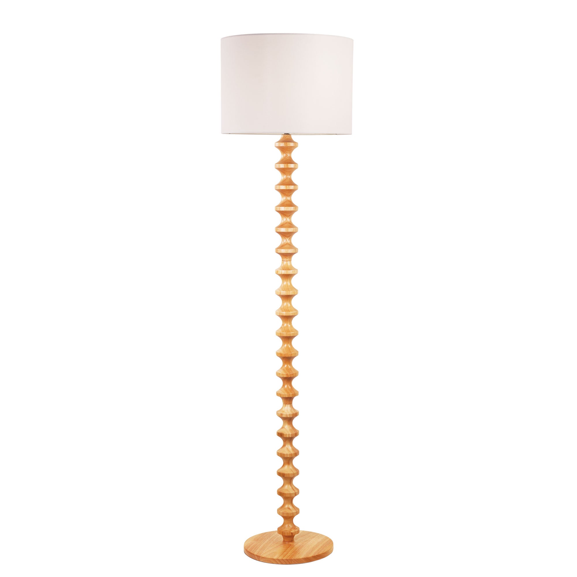 Spindle Natural Floor Lamp with Shade