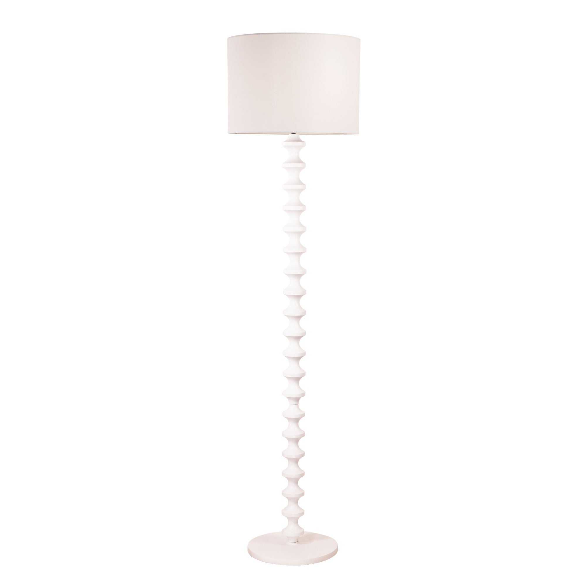 Spindle White Floor Lamp with Shade