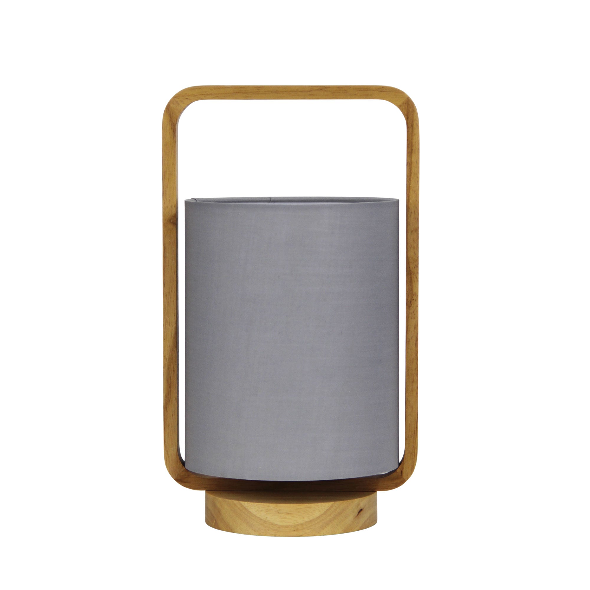 Lucia Natural Timber And Grey Cotton Lamp