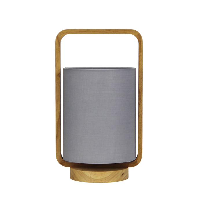 Lucia Natural Timber And Grey Cotton Lamp