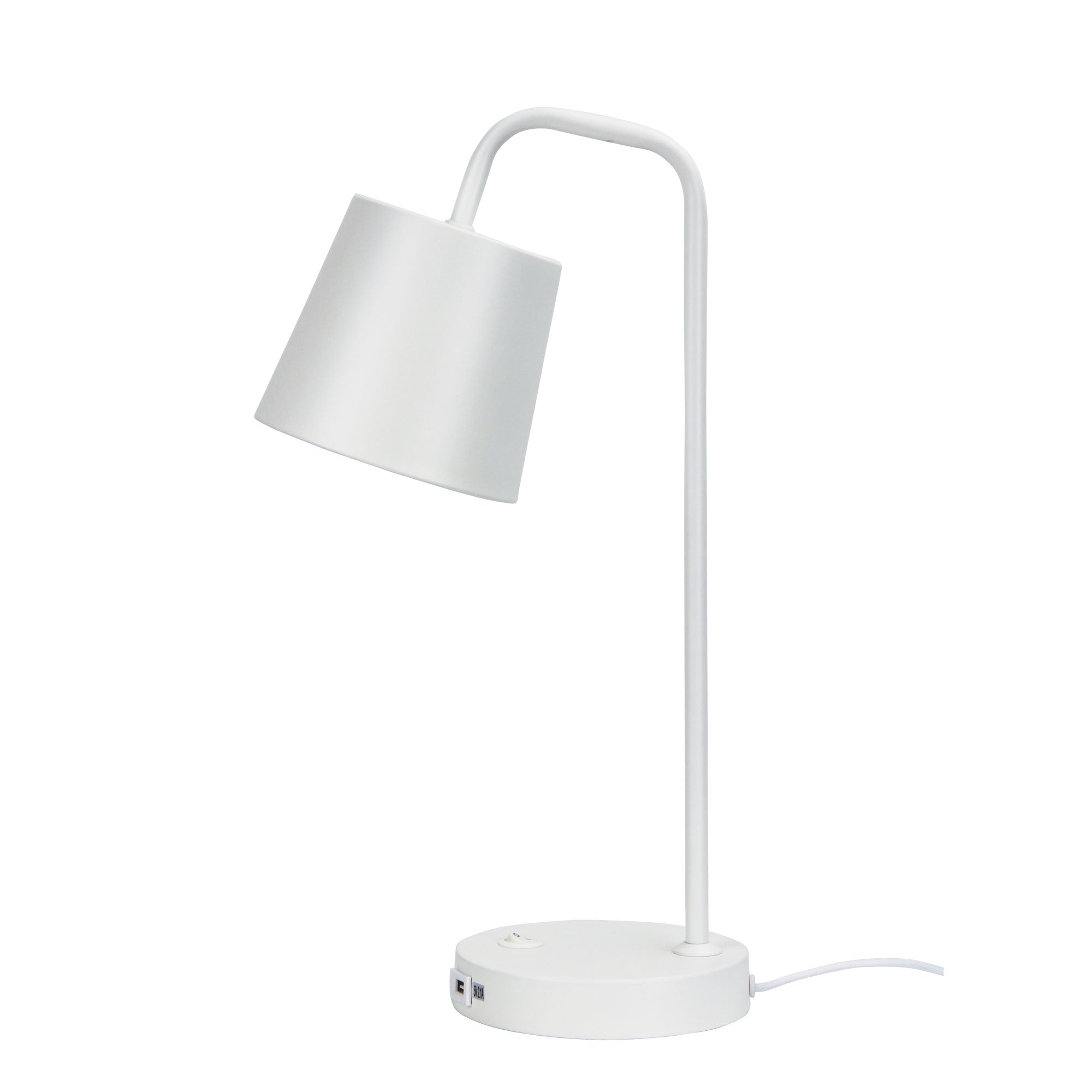 Henk White Metal Desk Lamp With Usb Socket