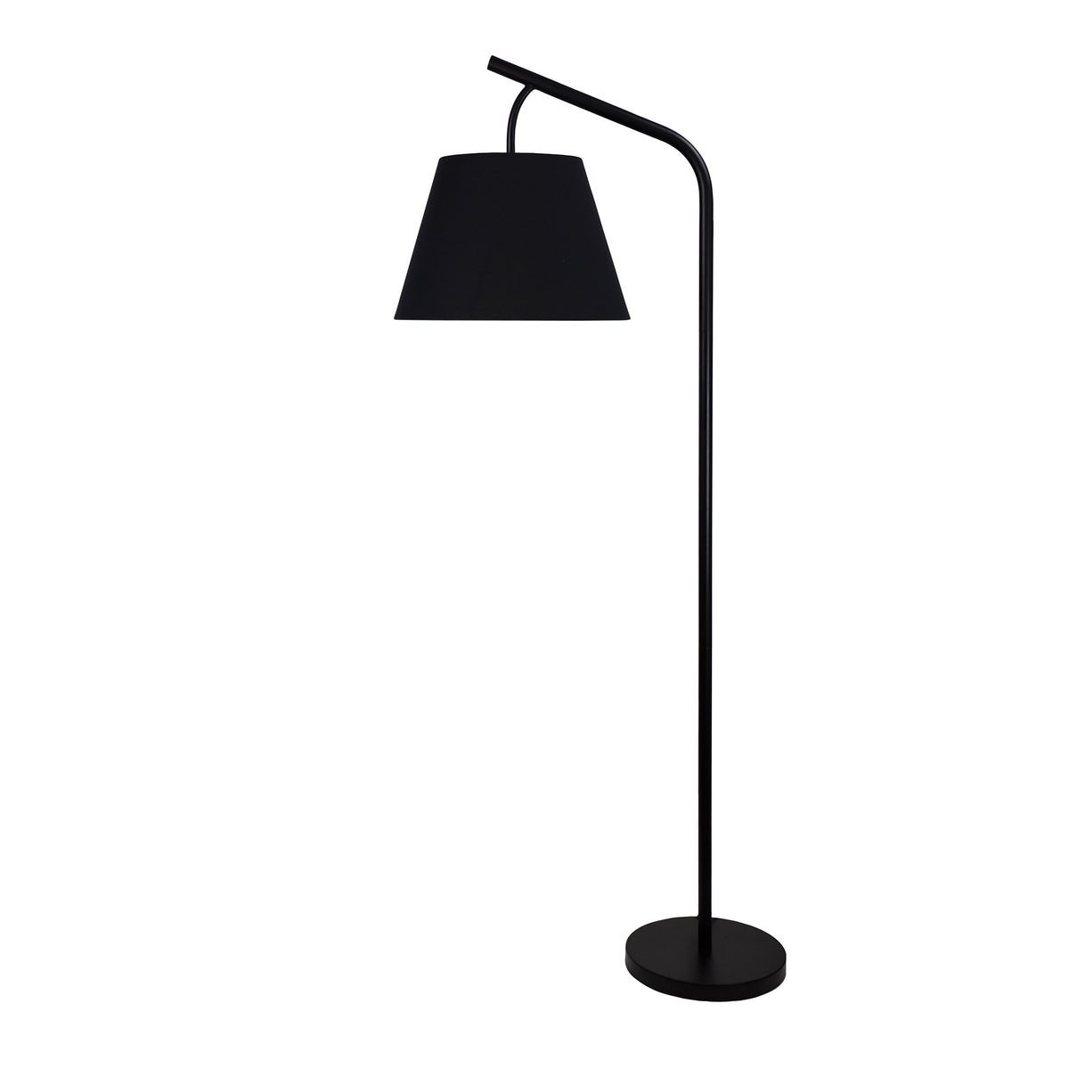 Padstow Black Metal Floor Lamp With Black Cotton Shade