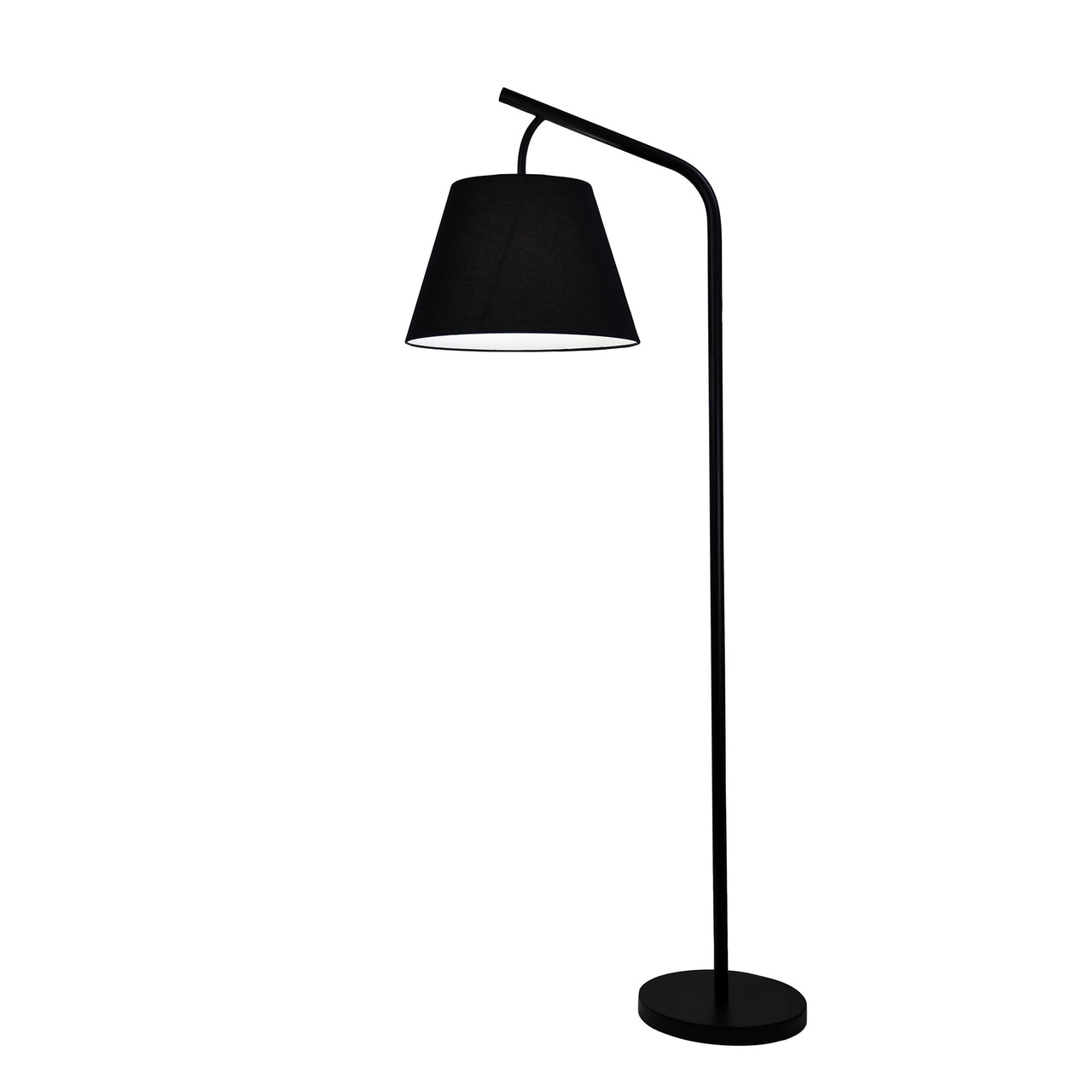 Padstow Black Metal & Black Cotton Floor Lamp