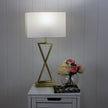 Kizz Antique Brass & White Fabric Bedside Lamp