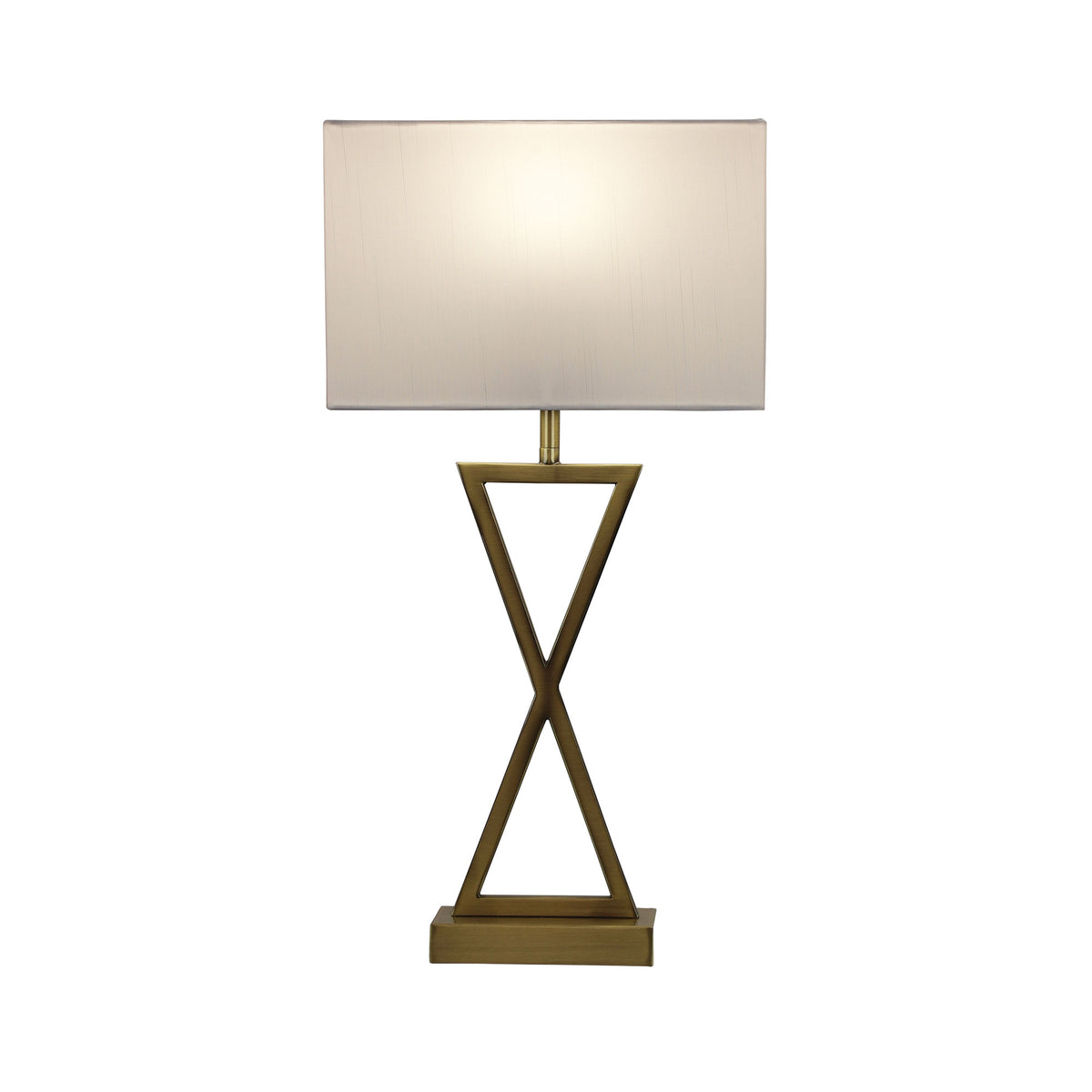 Kizz Antique Brass & White Fabric Bedside Lamp