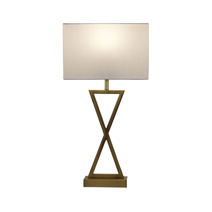 Kizz Antique Brass & White Fabric Bedside Lamp