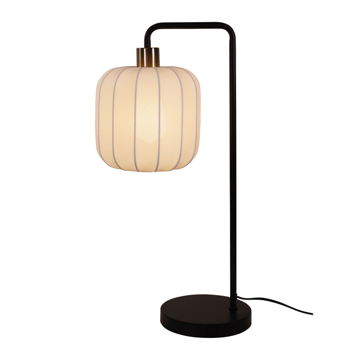 Greta Black, Antique Brass & White Fabric Decorative Task Lamp