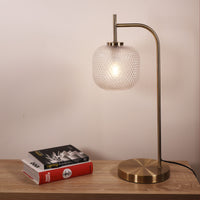 Thumbnail for Cross Antique Brass & Clear Diamond Pattern Glass Decorative Table Lamp