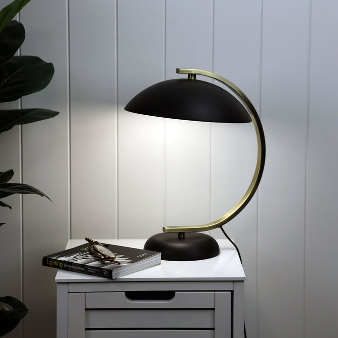 Deco Matt Black & Antique Brass Table Lamp