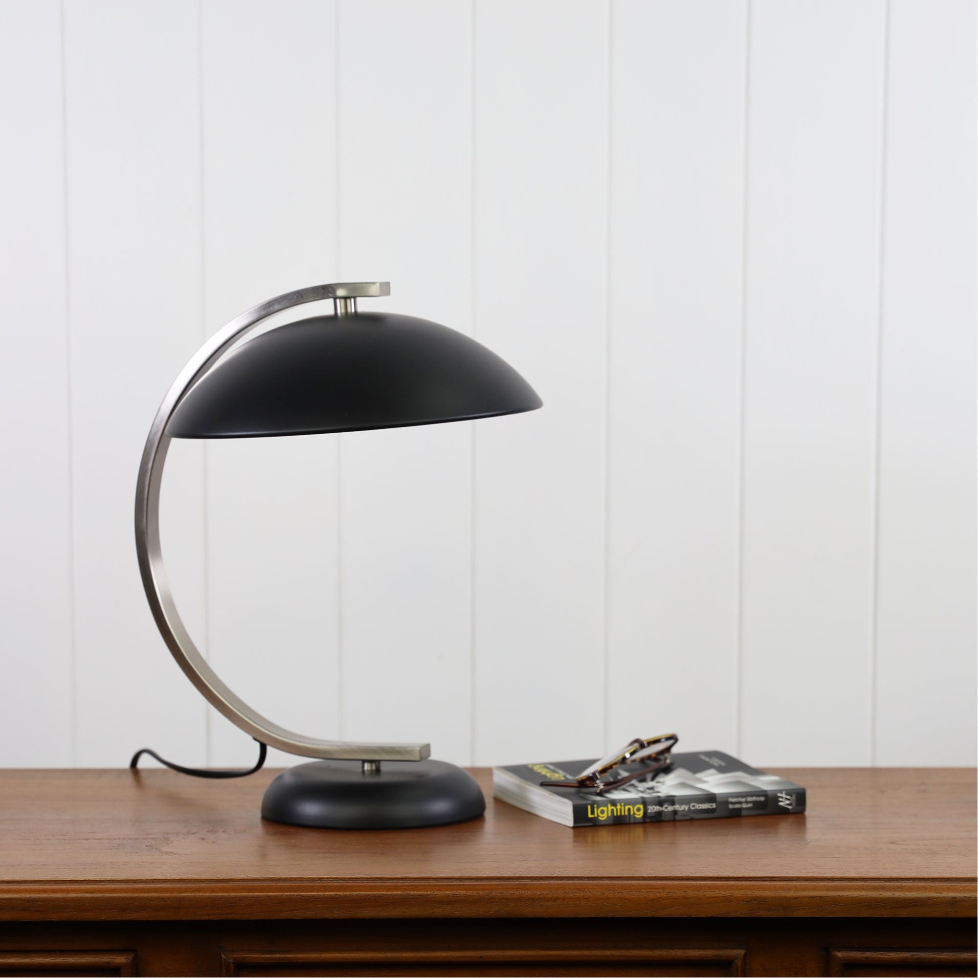 Deco Matt Black & Brushed Chrome Table Lamp