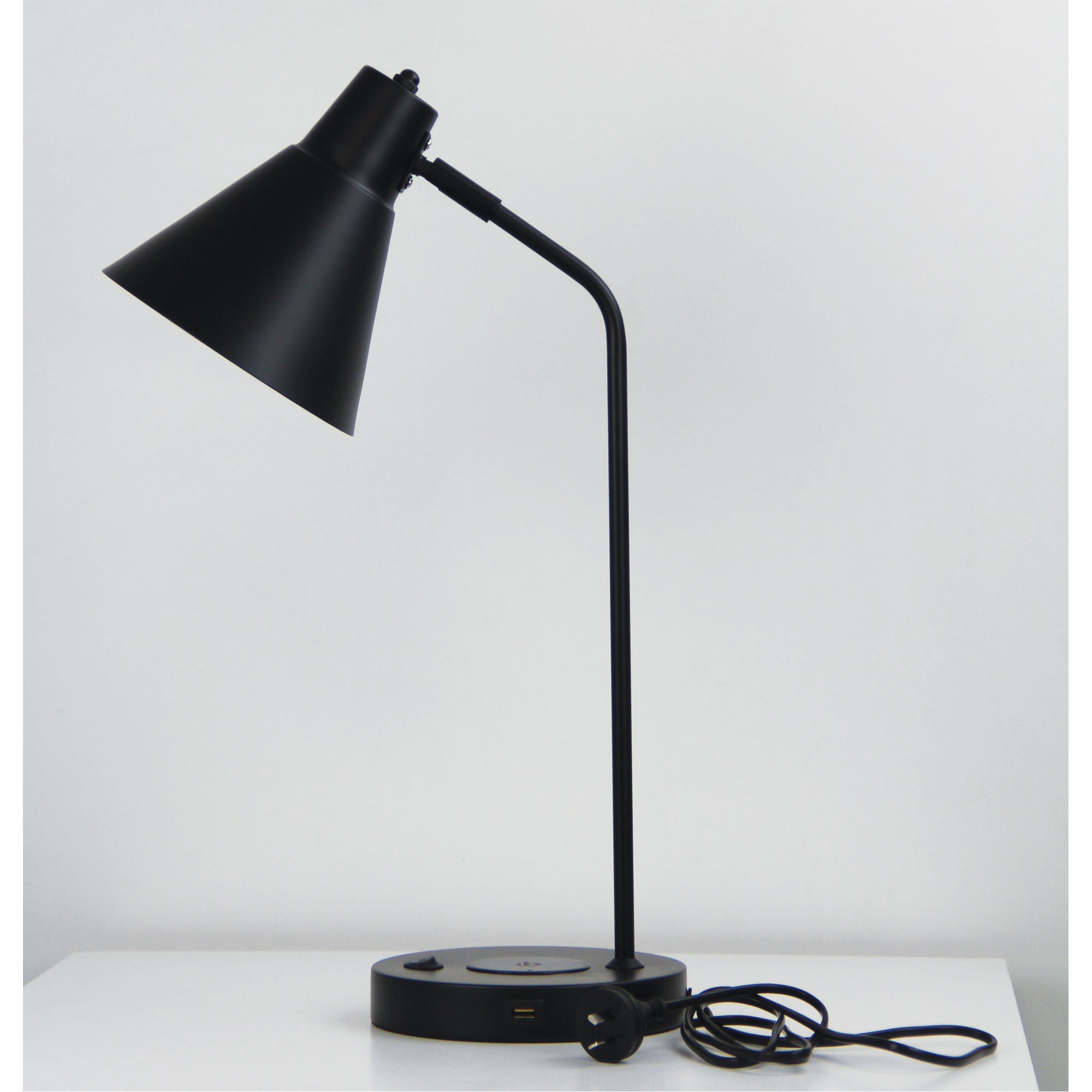Targa Matt Black Desk Lamp With Usb And Wireless Charging