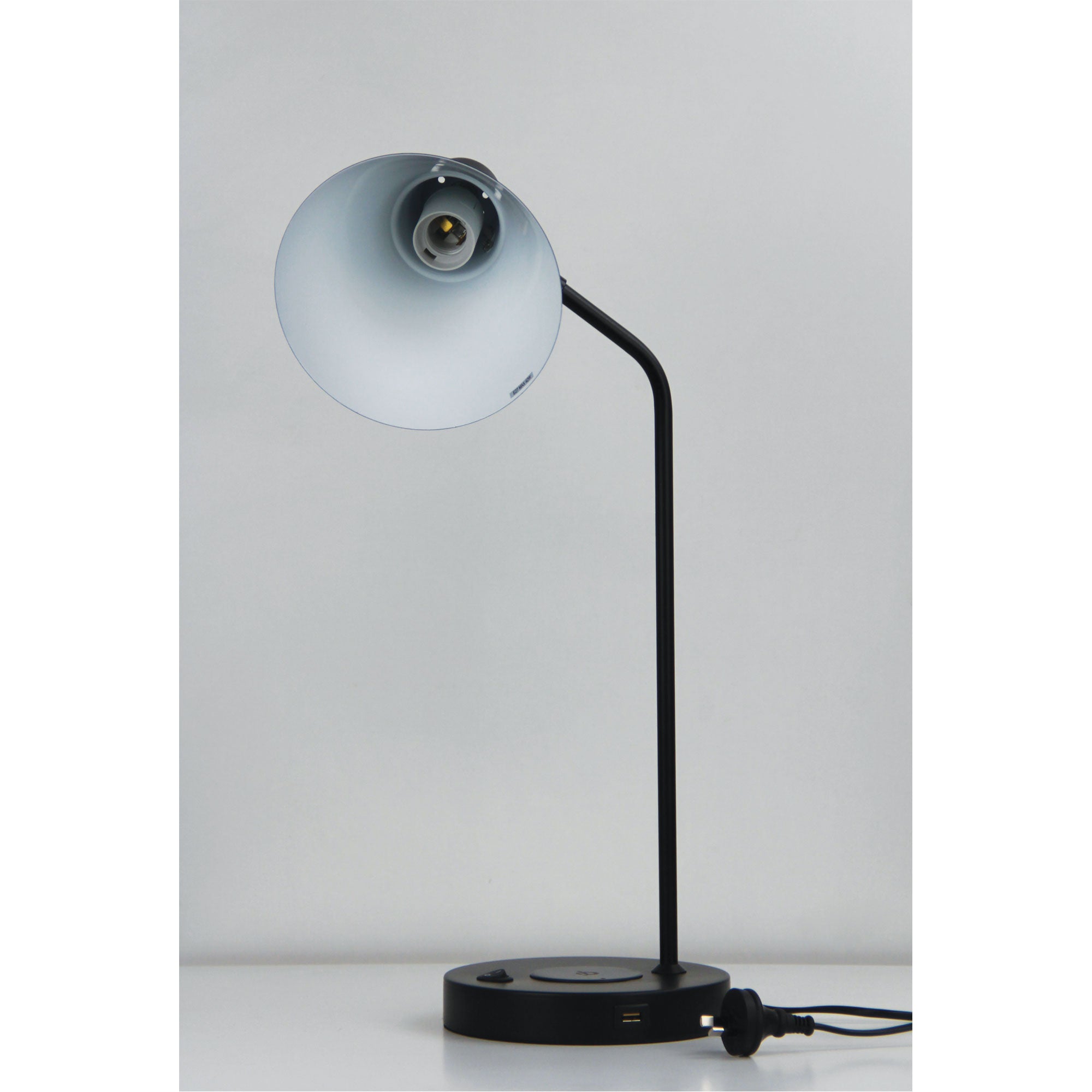 Targa Matt Black Desk Lamp With Usb And Wireless Charging