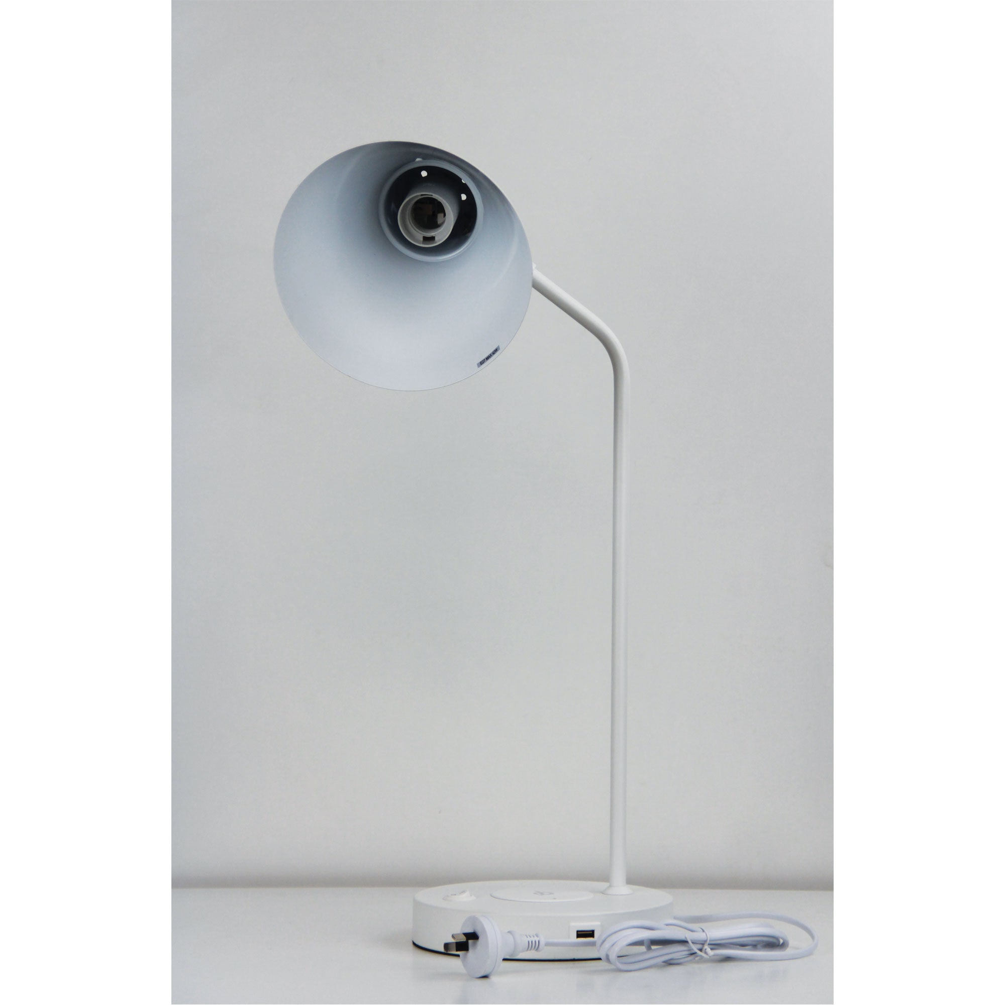 Targa Matt White Desk Lamp With Usb And Wireless Charging
