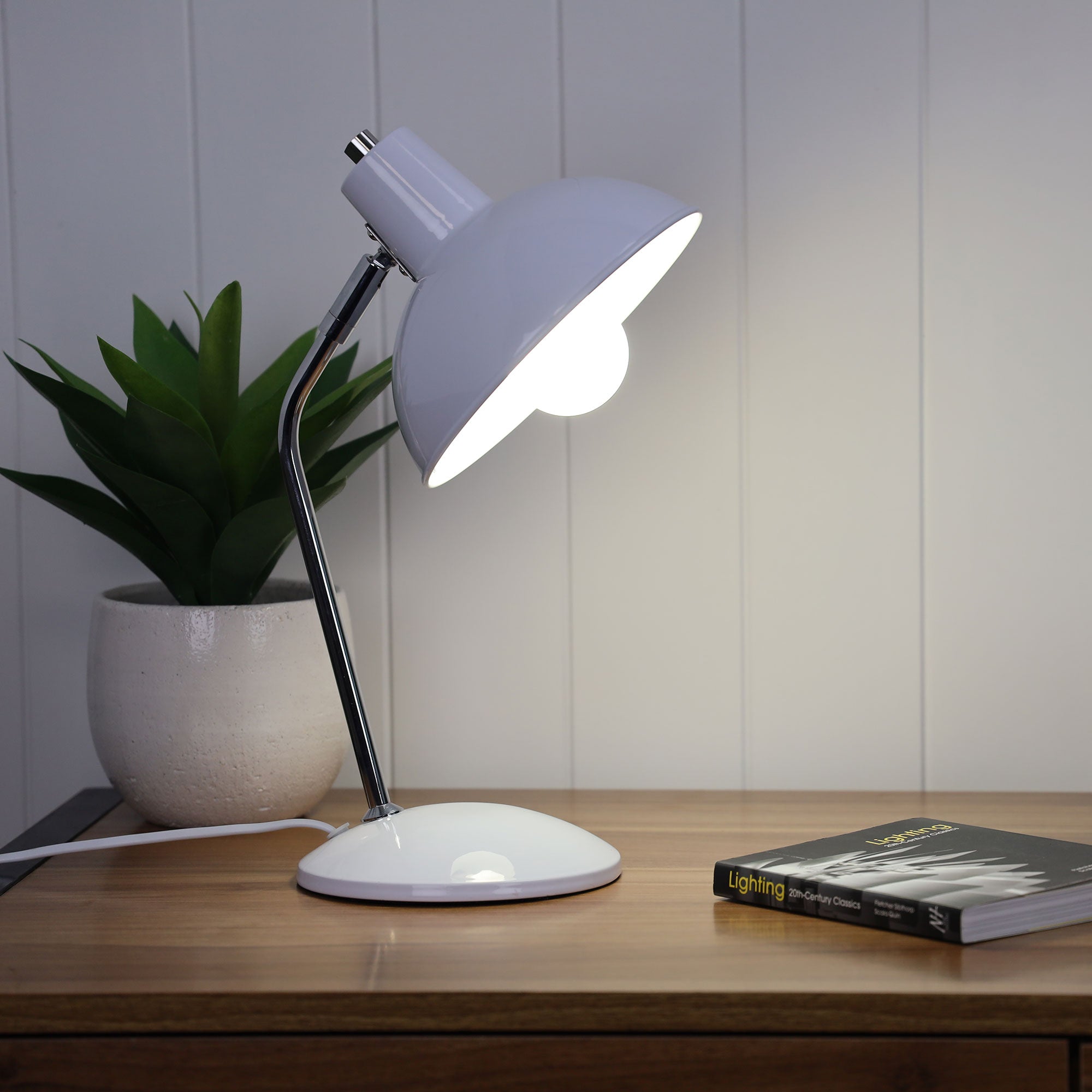 Thea Gloss White And Chrome Desk Lamp