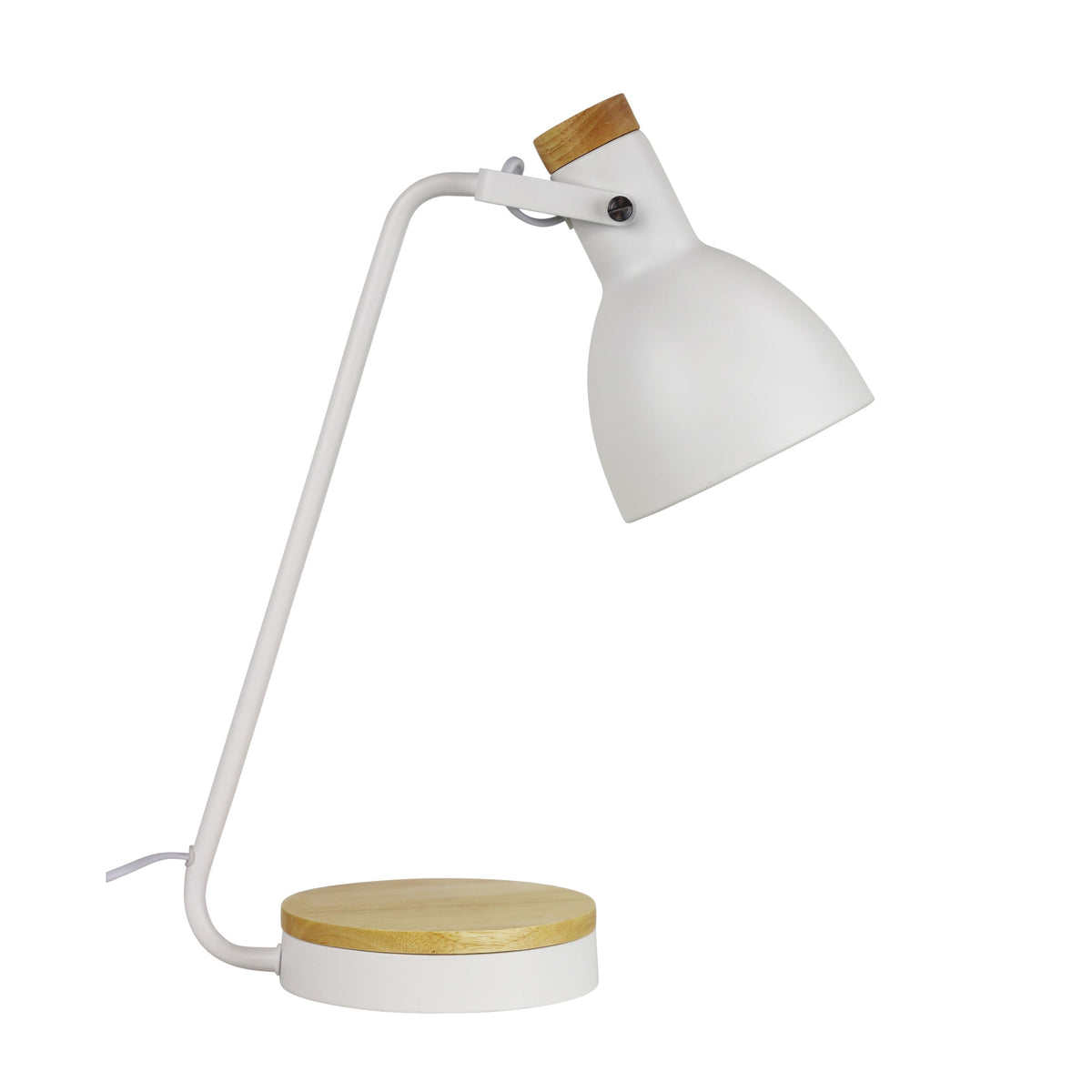 Benny White Task Lamp With Wood Accents