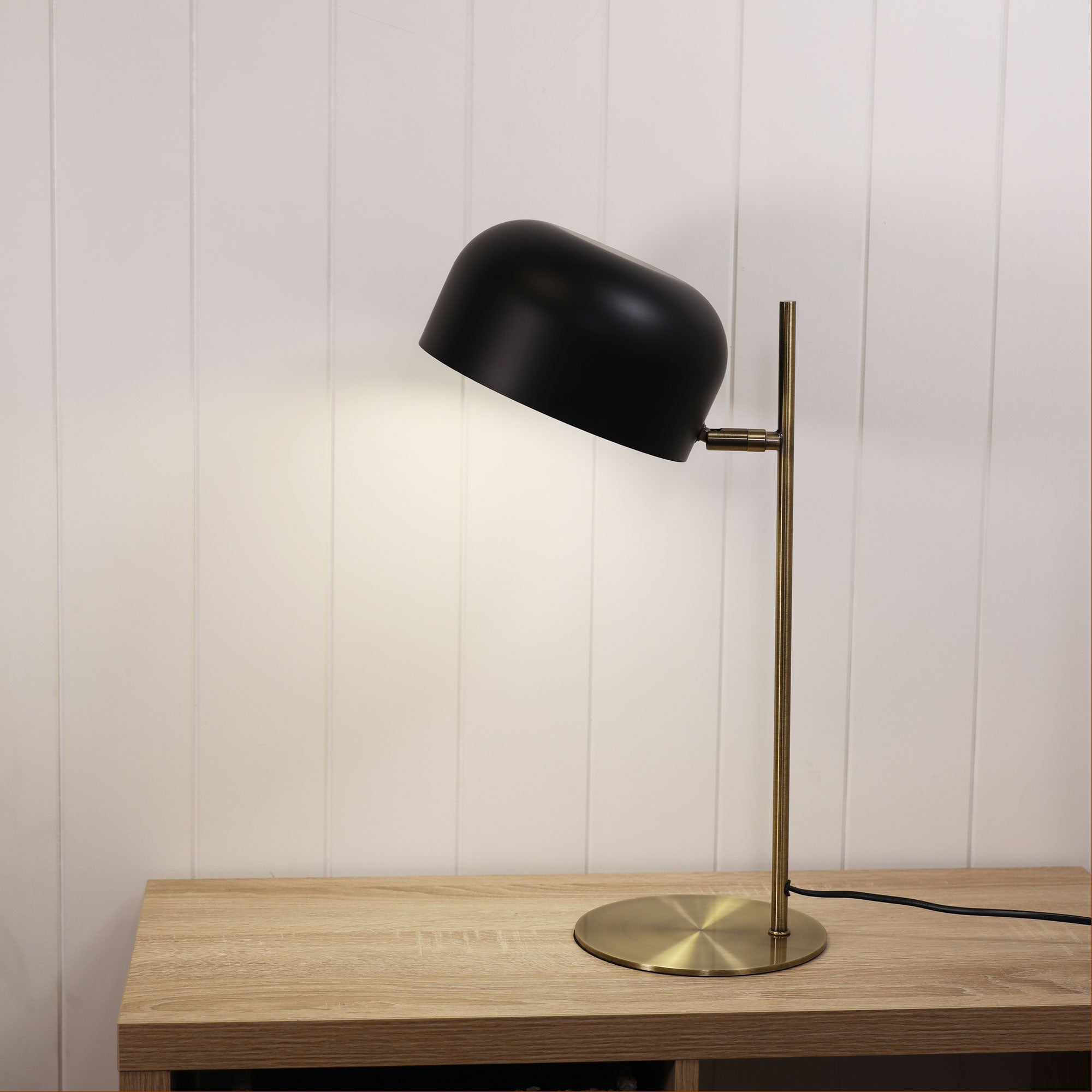 George Antique Brass & Matt Black Mid-Century Task Lamp