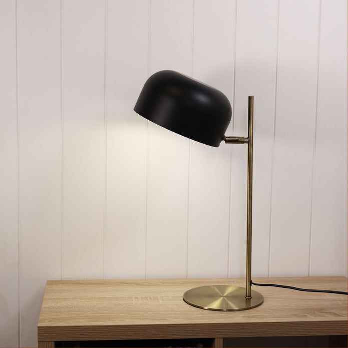 George Antique Brass & Matt Black Mid-Century Task Lamp