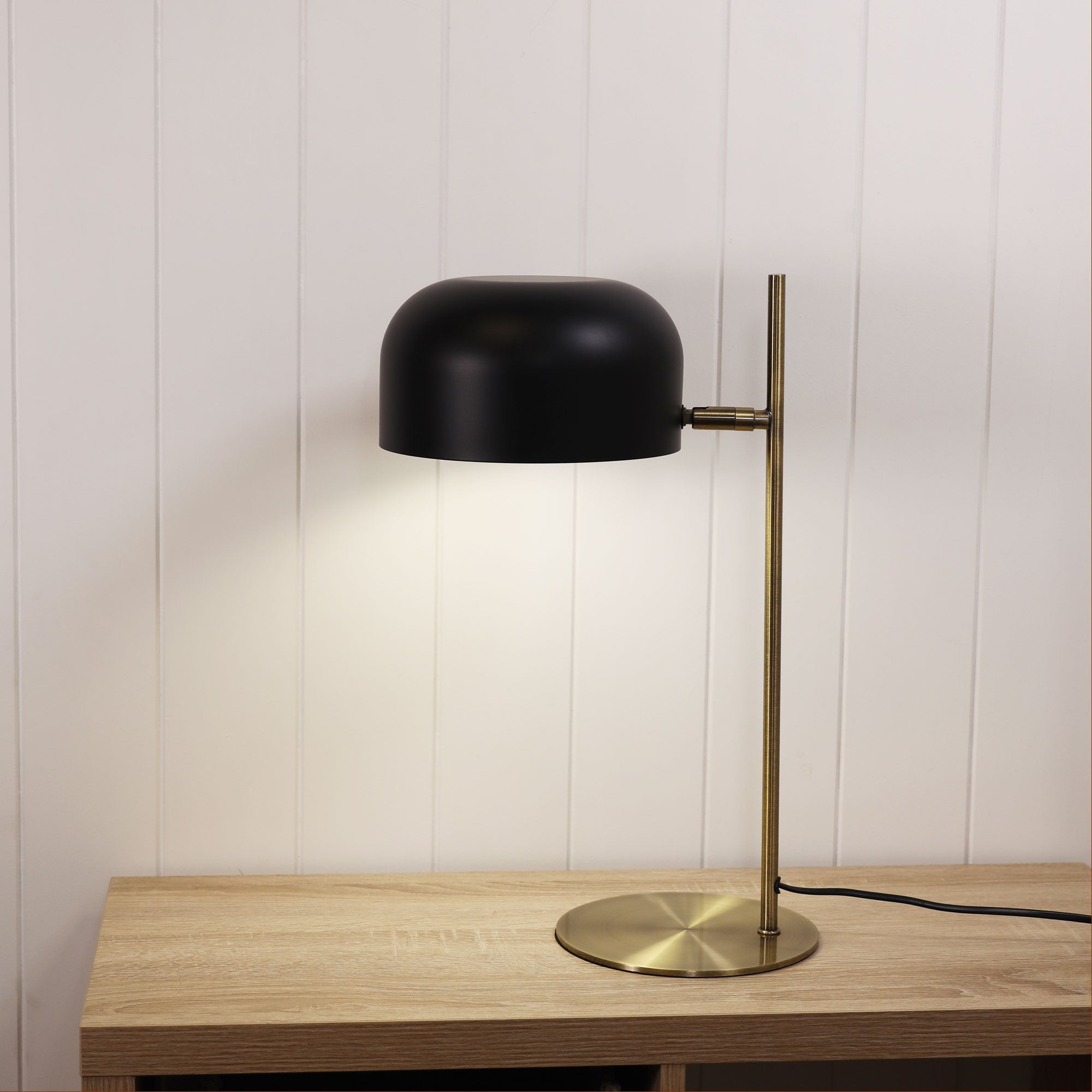 George Antique Brass & Matt Black Mid-Century Task Lamp
