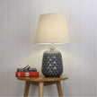 Daria Grey Ceramic & Off-White Fabric Table Lamp
