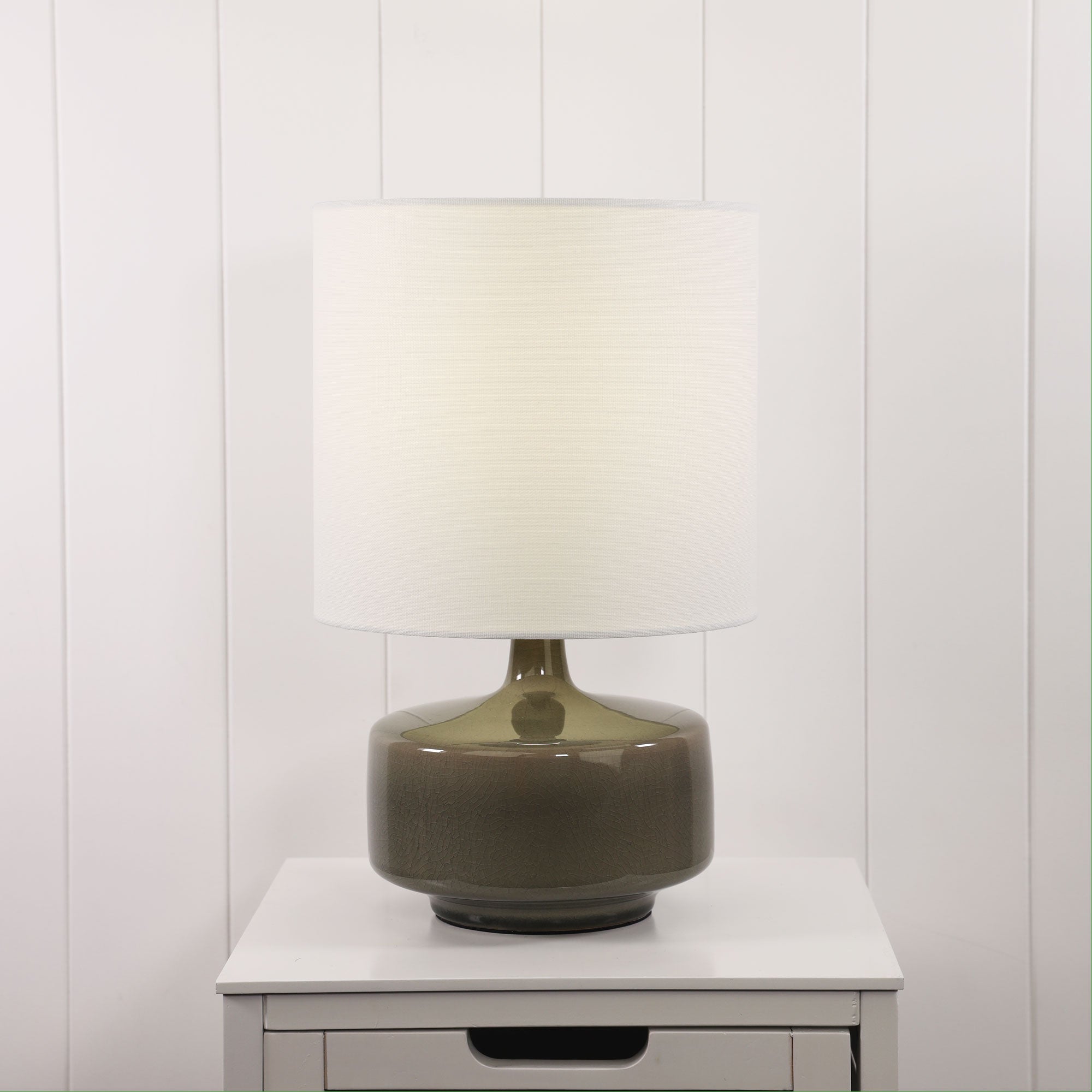 Fawn Grey Ceramic & White Fabric Table Lamp