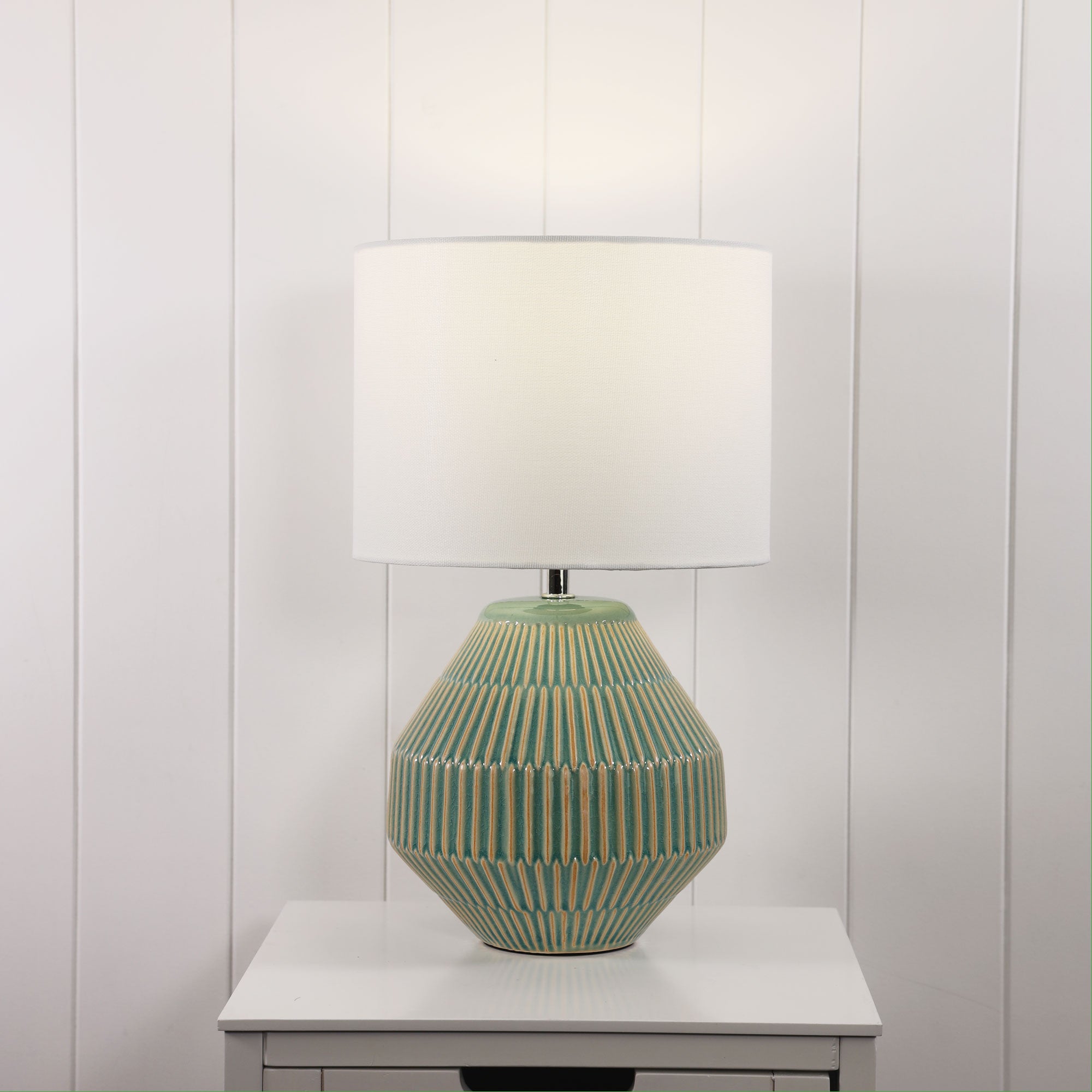 Maya Green Ceramic & White Fabric Table Lamp