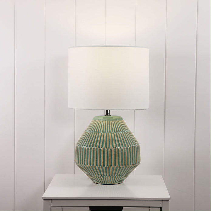 Maya Green Ceramic & White Fabric Table Lamp