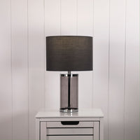 Thumbnail for Nizio.Grey Smoked Glass & Grey Fabric Table Lamp