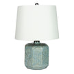 Bikki Embossed Blue Ceramic Lamp With Harp Shade