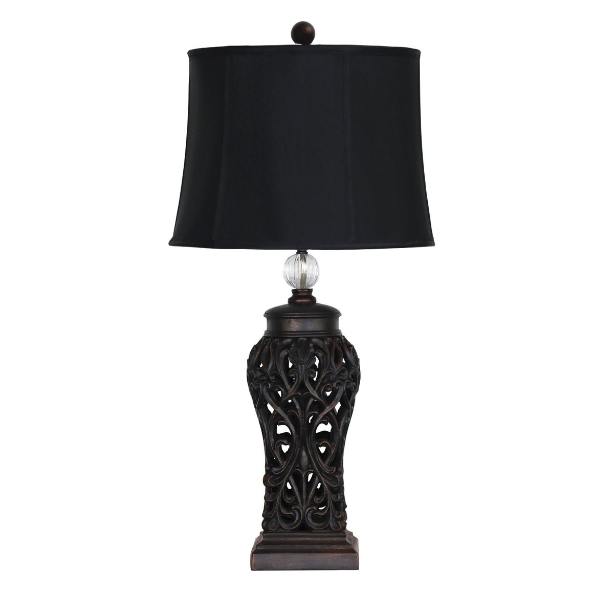 Dorne Classic Antique Cut Lamp in Black With Harp Shade