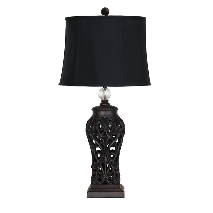 Dorne Classic Antique Cut Lamp in Black With Harp Shade
