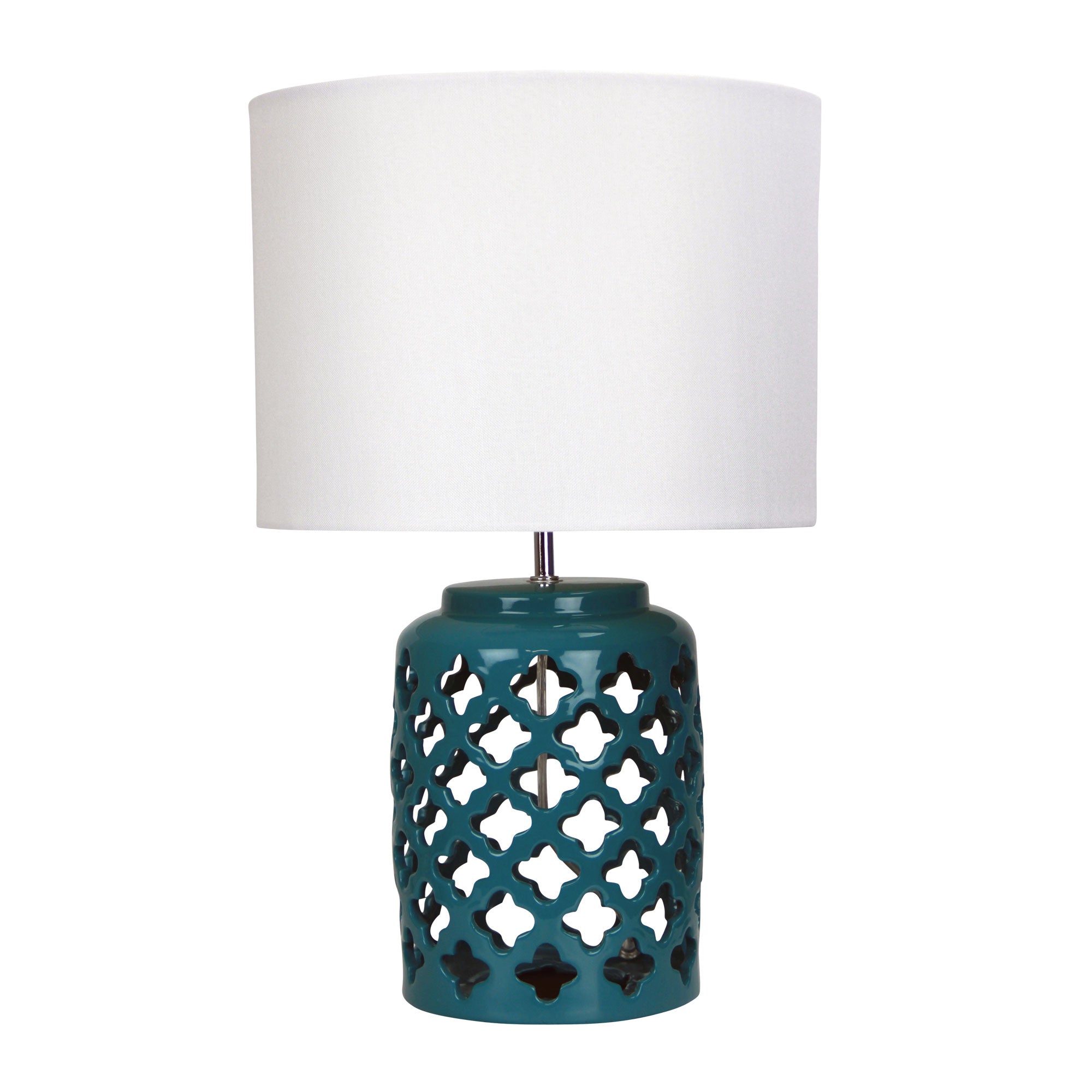 Casbah Moorish Cut Ceramic Table Lamp Teal