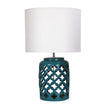 Casbah Moorish Cut Ceramic Table Lamp Teal