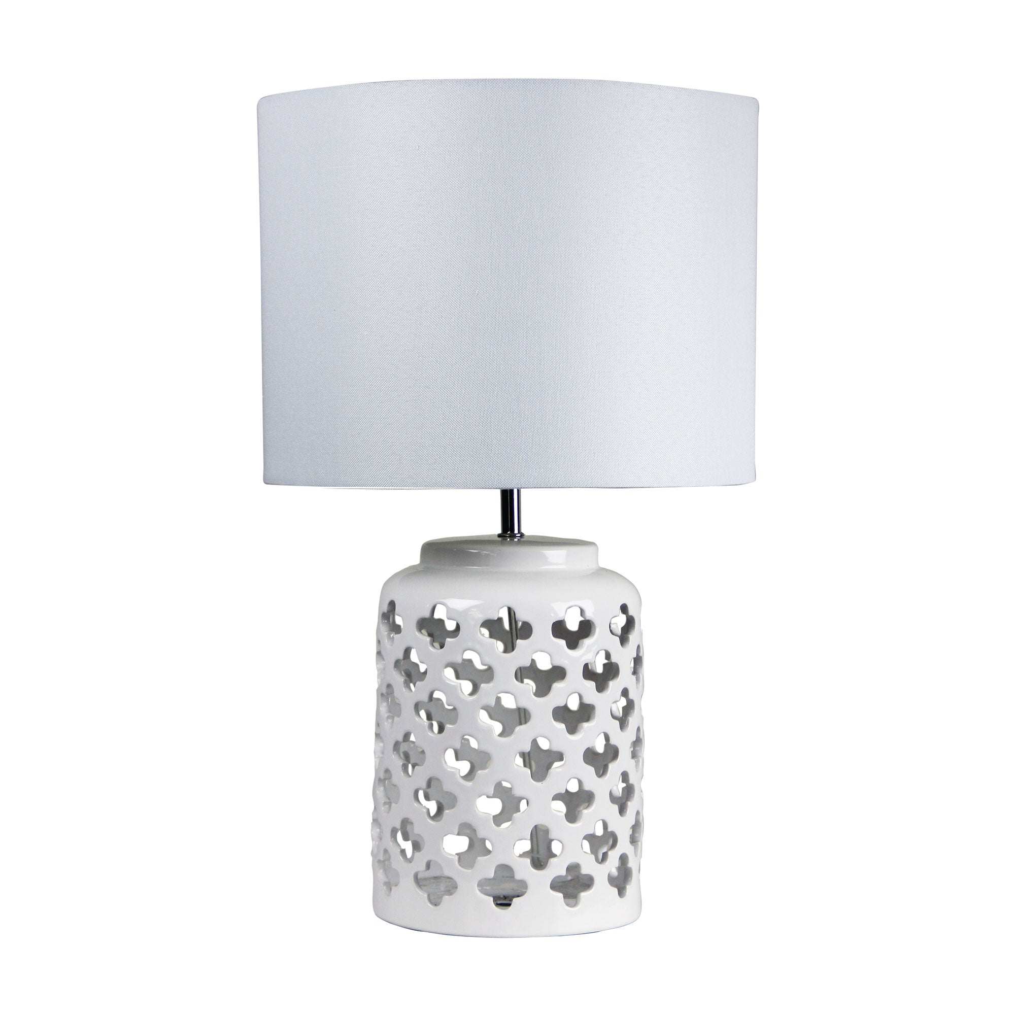 Casbah Moorish Cut Ceramic Table Lamp White