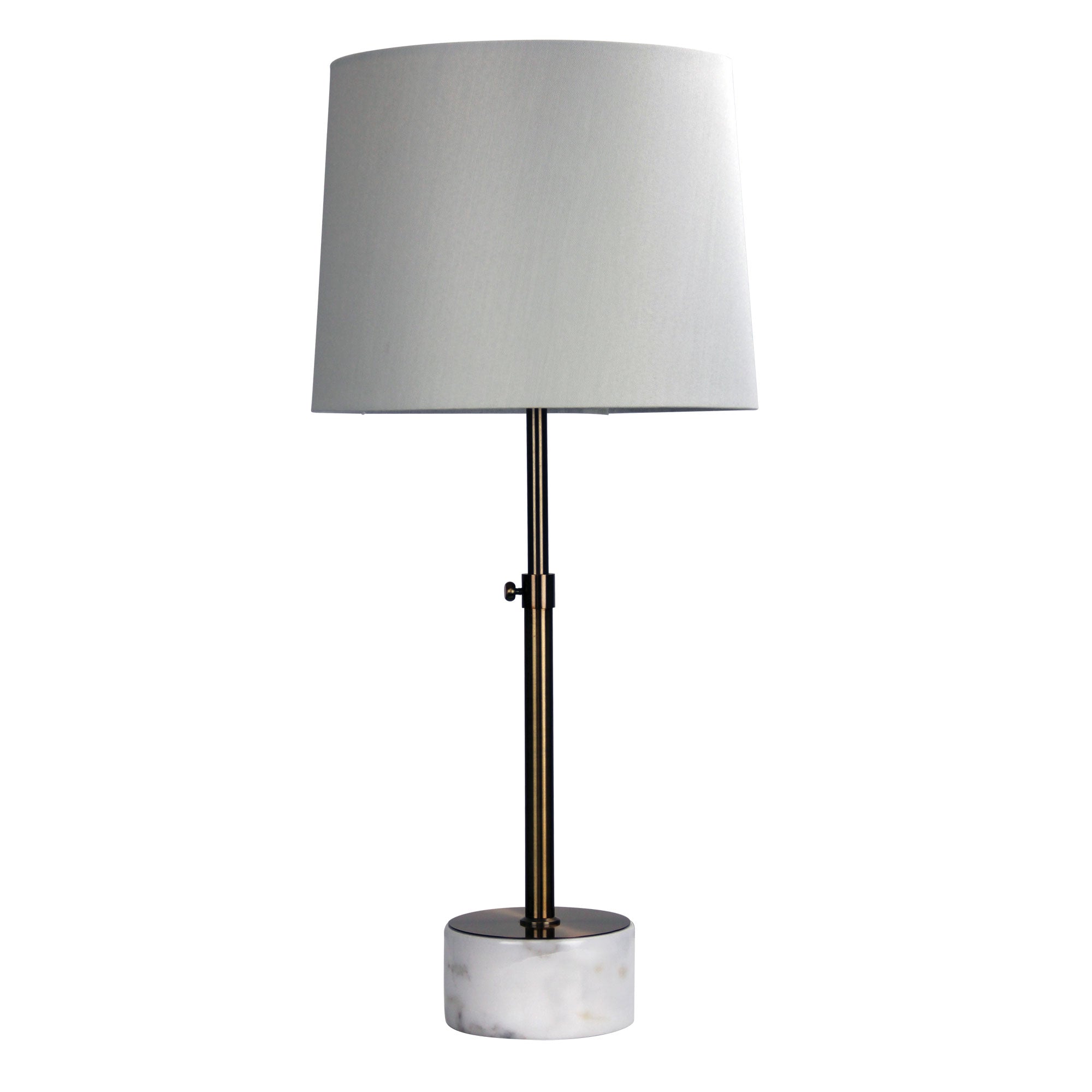 Umbria Antique Brass & White Linen Height Adjustable Scandi Table Lamp
