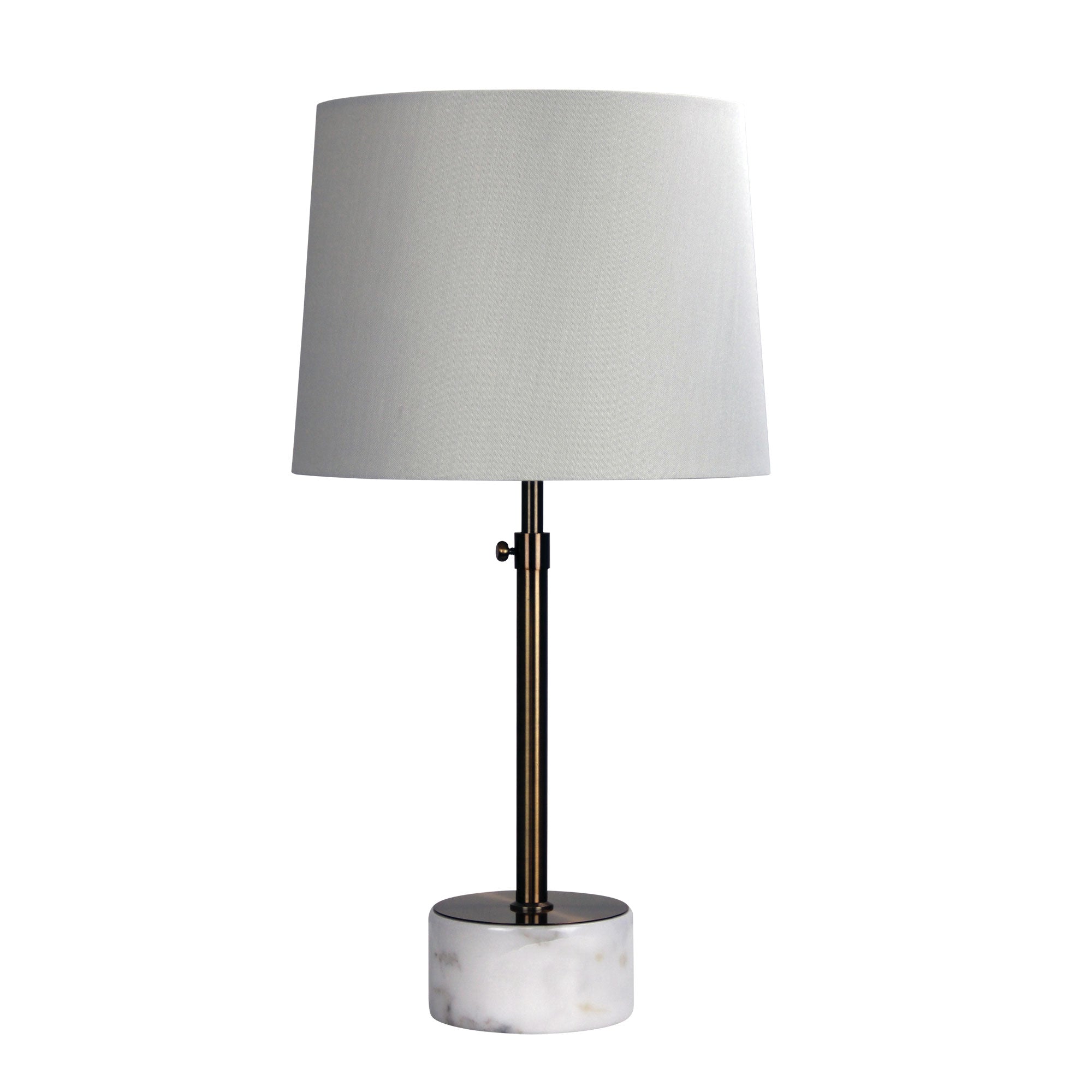 Umbria Antique Brass & White Linen Height Adjustable Scandi Table Lamp
