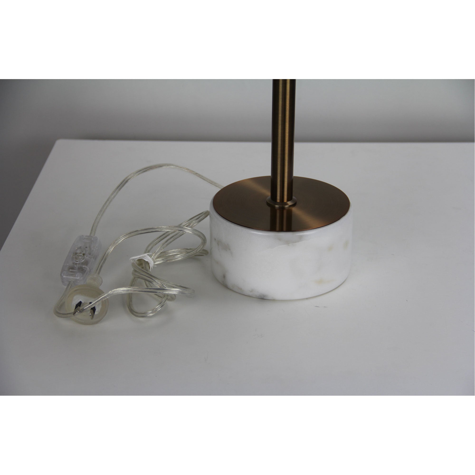 Umbria Antique Brass & White Linen Height Adjustable Scandi Table Lamp