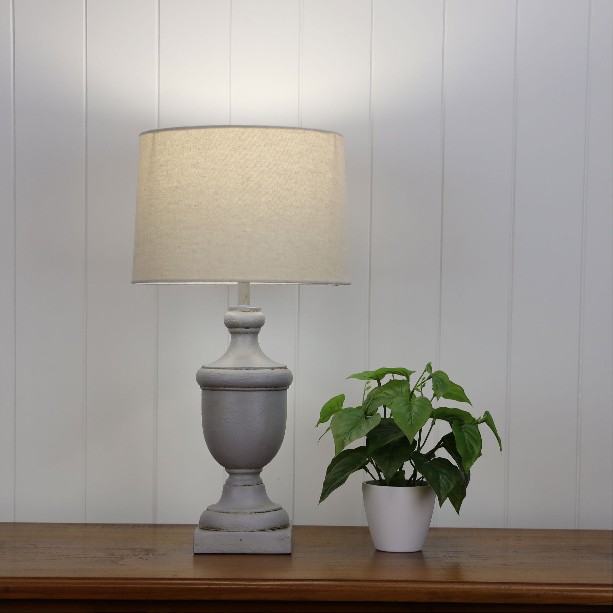 Stafford Grey Resin & Natural Linen Table Lamp