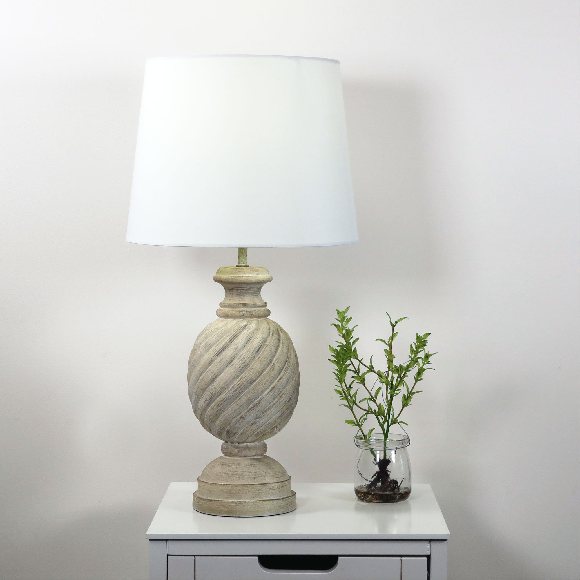 Carlisle Brown Resin & Off-White Fabric Table Lamp