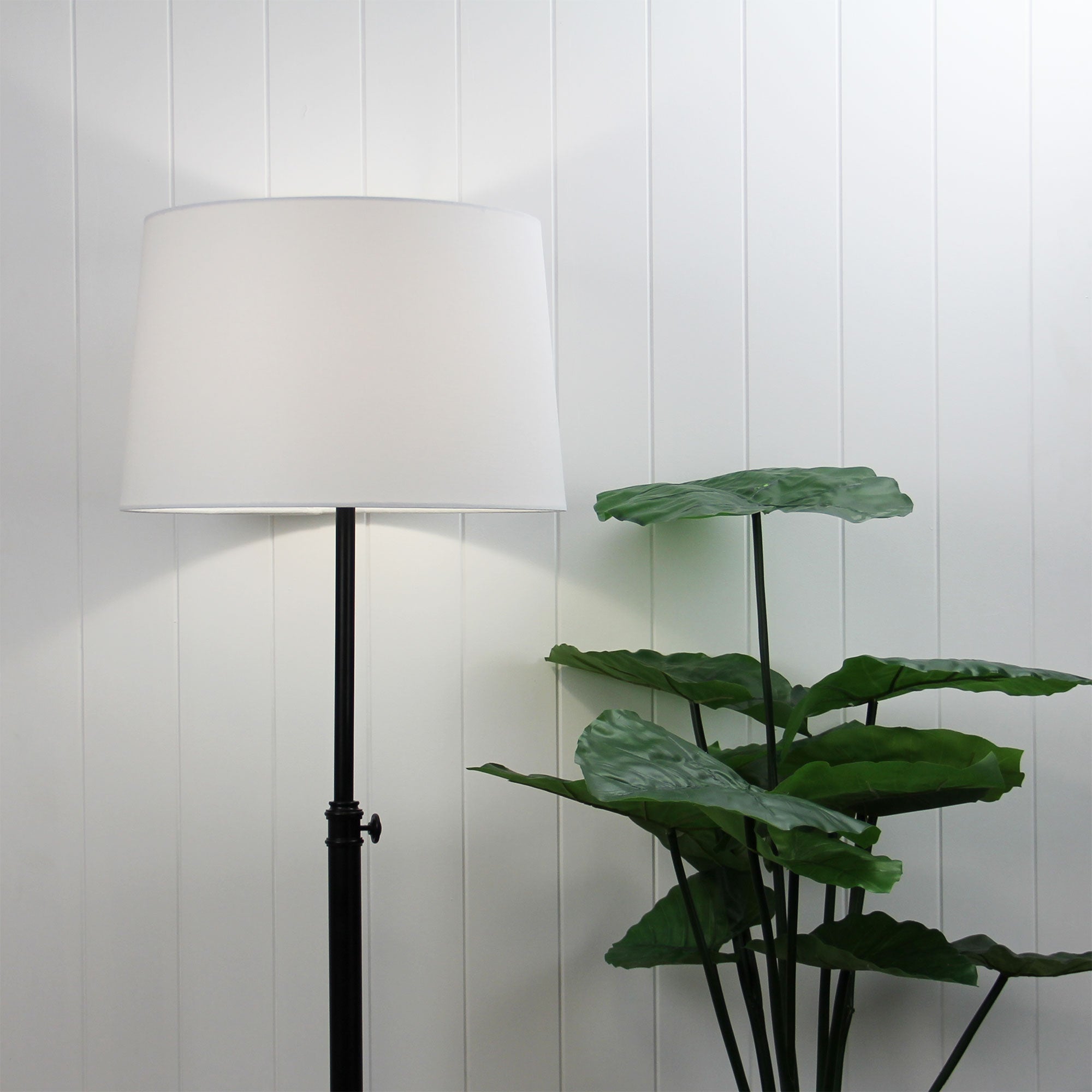 Windsor Black & Ivory Linen Height Adjustable Floor Lamp