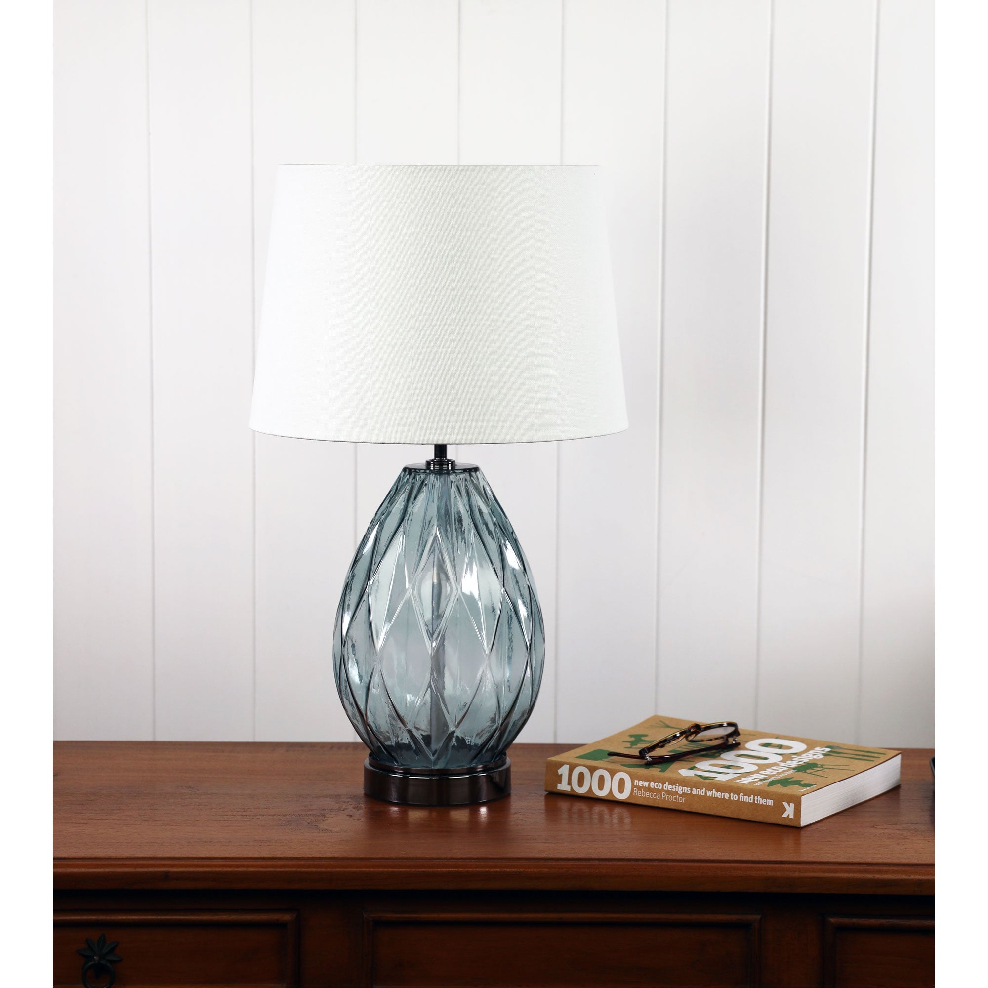 Venice Smoked Glass & White Table Lamp