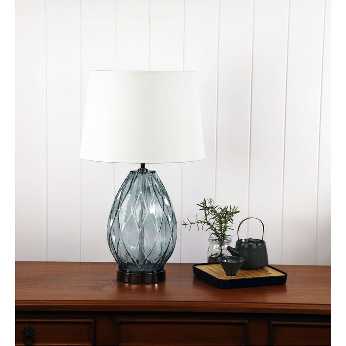 Venice Smoked Glass & White Table Lamp