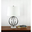 Vinchy Brushed Chrome & White Fabric Geometric Lamp With Harp Shade