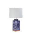 Xian Blue Ceramic & White Fabric Table Lamp