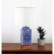Xian Blue Ceramic & White Fabric Table Lamp
