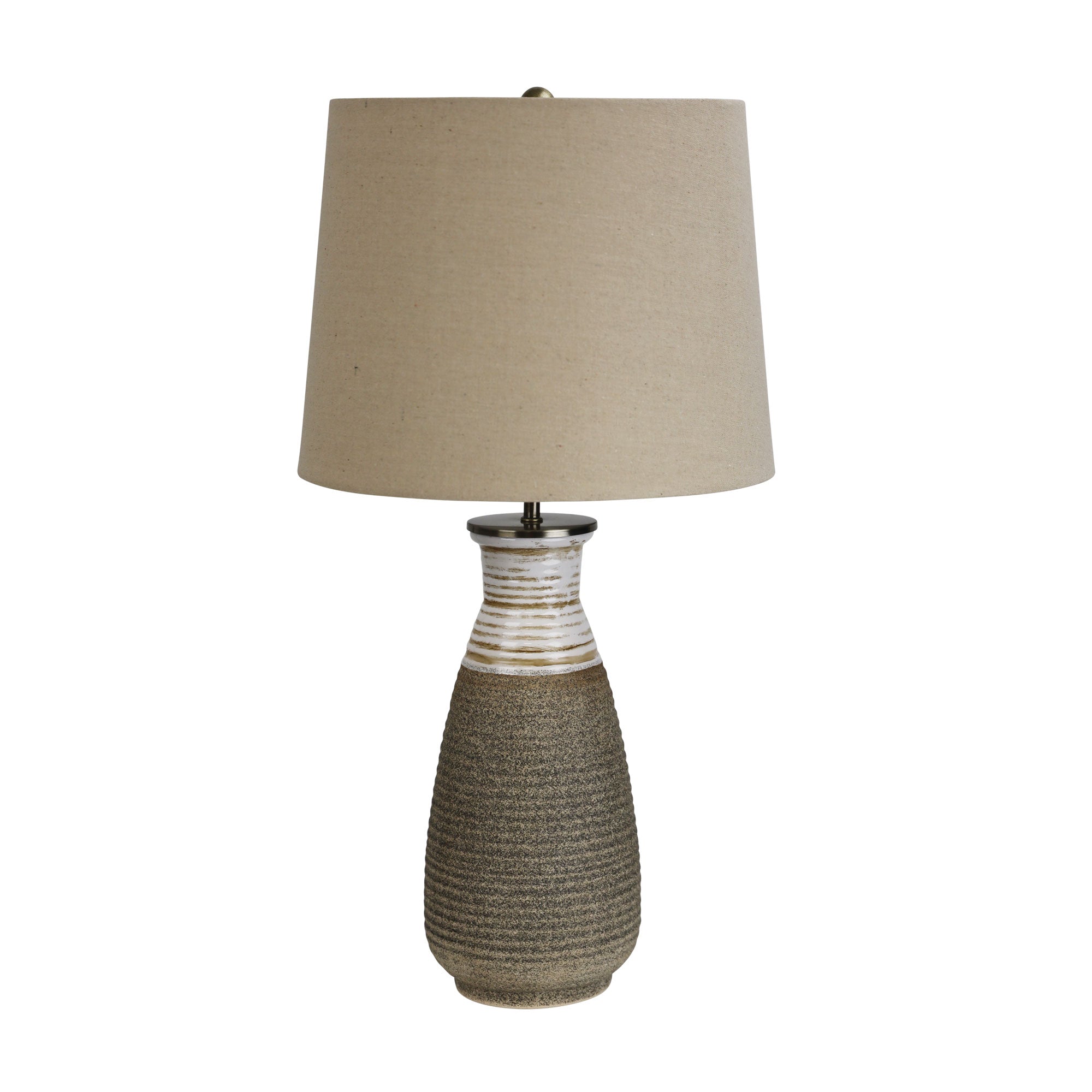 Potton Natural Textured Lamp With Harp Shade