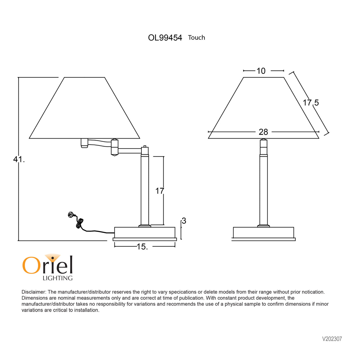 Zoe Antique Brass & Ivory Fabric Shade On-Off Touch Lamp