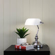 Bankers Bright Chrome & Opal Glass On/Off Touch Lamp
