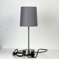 Thumbnail for Lancet Brushed Chrome & Grey Fabric Shade On-Off Touch Lamp