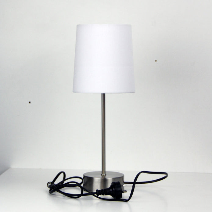Lancet Brushed Chrome & White Fabric Shade On-Off Touch Lamp