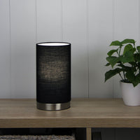 Thumbnail for Mantel Brushed Chrome & Black Fabric On-Off Touch Lamp